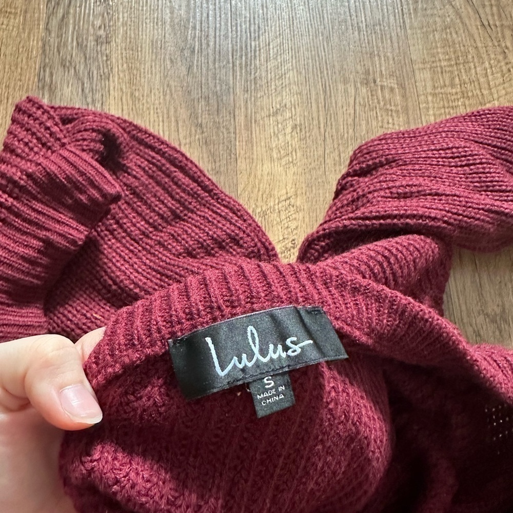 LULU’S Bringing Sexy Back Wine Red Backless Sweater Dress - Picture 3 of 4